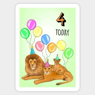 LION FAMILY 4TH BIRTHDAY Sticker